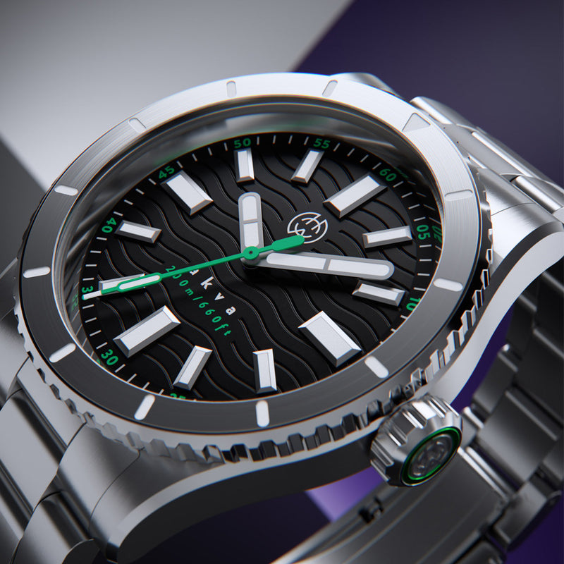 Henry Archer Akva Automatic Dive Watch with Infinity Green Dial #HAC-AKV-IFG-3LI