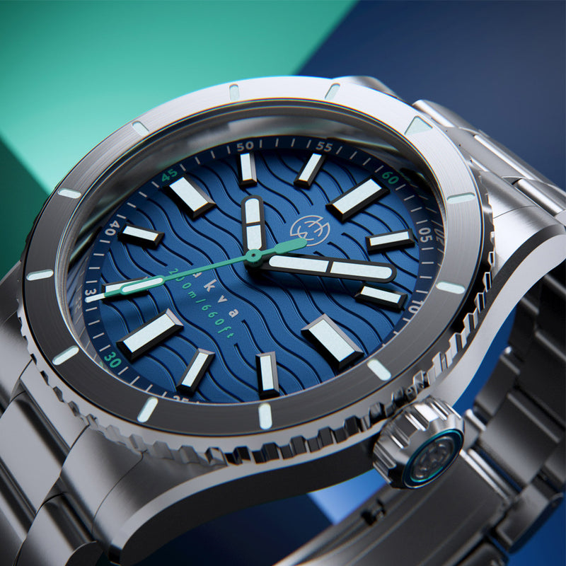Henry Archer Akva Automatic Dive Watch with Ocean Cyan Dial #HAC-AKV-OCN-3LI