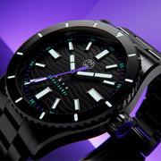 Henry Archer Akva Automatic Dive Watch with Black Dial, DLC Case and Bracelet #HAC-AKV-ULT-3LI