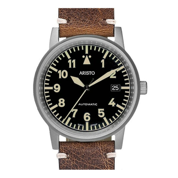 Aristo 38.5mm Swiss Automatic Vintage Aviator Watch with Sapphire Crystal #5H100 Zoom
