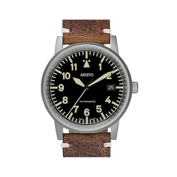Aristo 38.5mm Swiss Automatic Vintage Aviator Watch with Sapphire Crystal #5H100