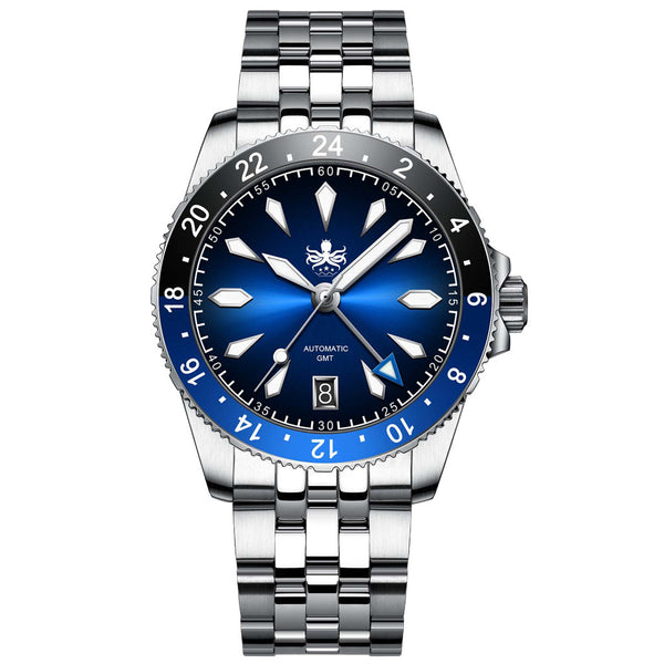 Phoibos Voyager GMT Automatic Watch with Blue Dial #PY043B zoom