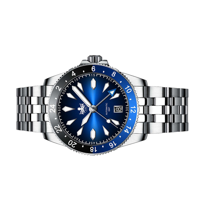 Phoibos Voyager GMT Automatic Watch with Blue Dial #PY043B side