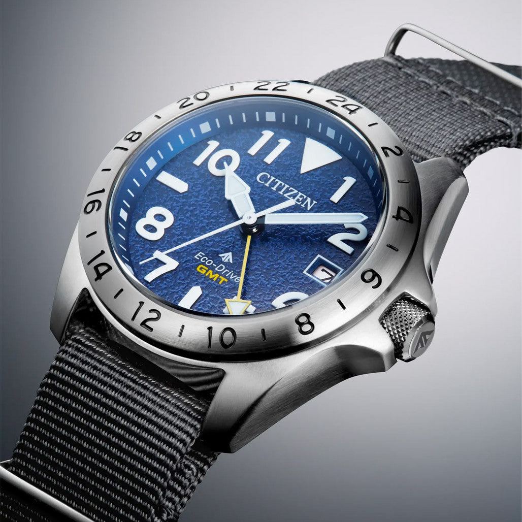 Citizen Eco-Drive Promaster Land GMT Watch with Blue Dial #BJ7150