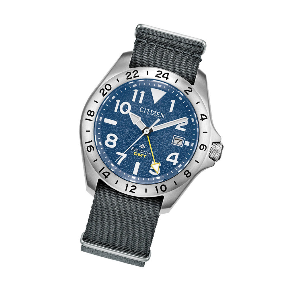 Citizen Eco-Drive Promaster Land GMT Watch with Blue Dial #BJ7150