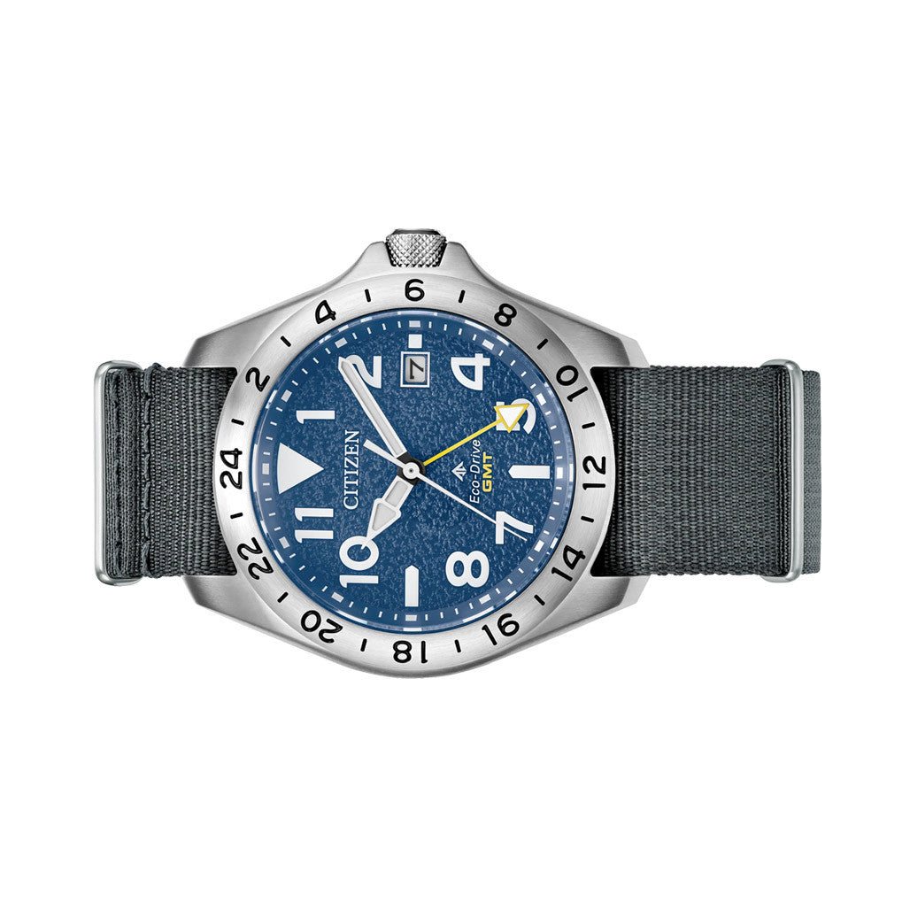 Citizen Eco-Drive Promaster Land GMT Watch with Blue Dial #BJ7150