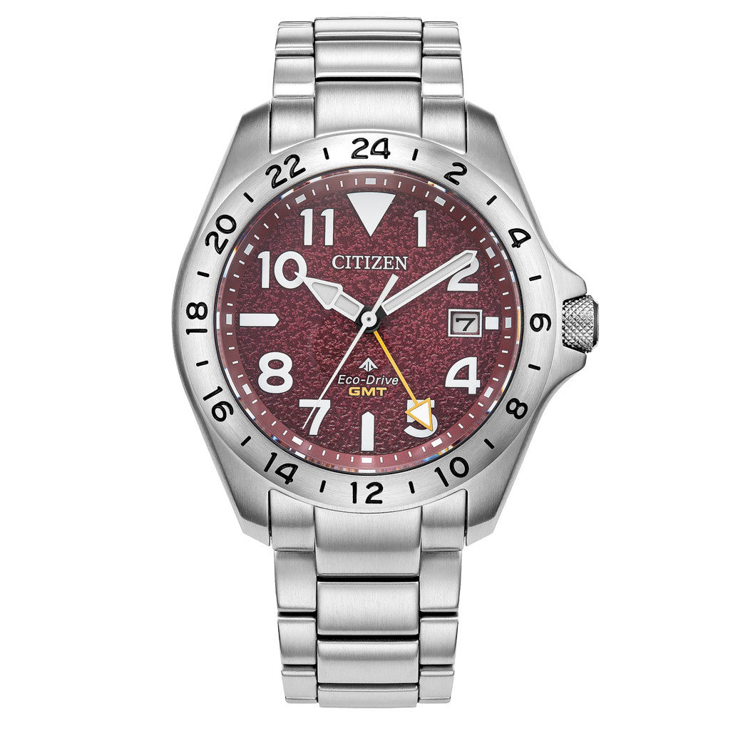 Citizen Eco-Drive Promaster Land GMT Watch with Red Dial #BJ7150