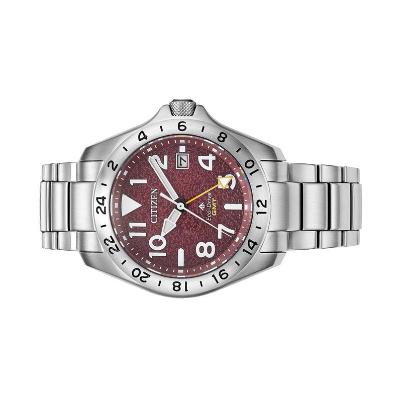 Citizen Eco-Drive Promaster Land GMT Watch with Red Dial #BJ7150-50W
