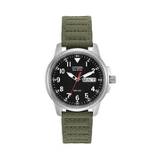Citizen Eco-Drive Garrison Watch with Black Dial and Green Strap #BM8180-03E