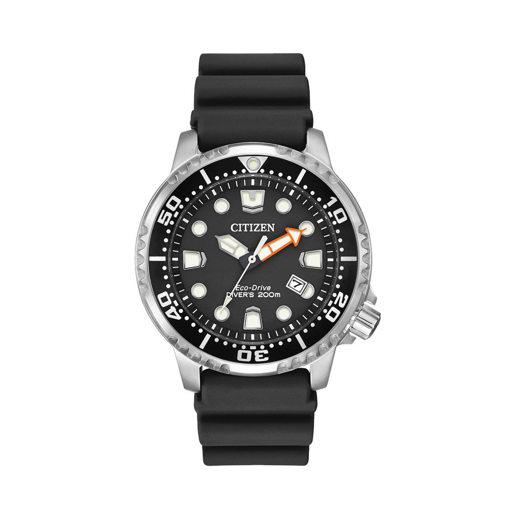Citizen Eco-Drive Promaster Dive Watch with Black Dial and Rubber