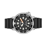 Citizen Eco-Drive Promaster Dive Watch with Black Dial and Rubber Strap #BN0150-28E side