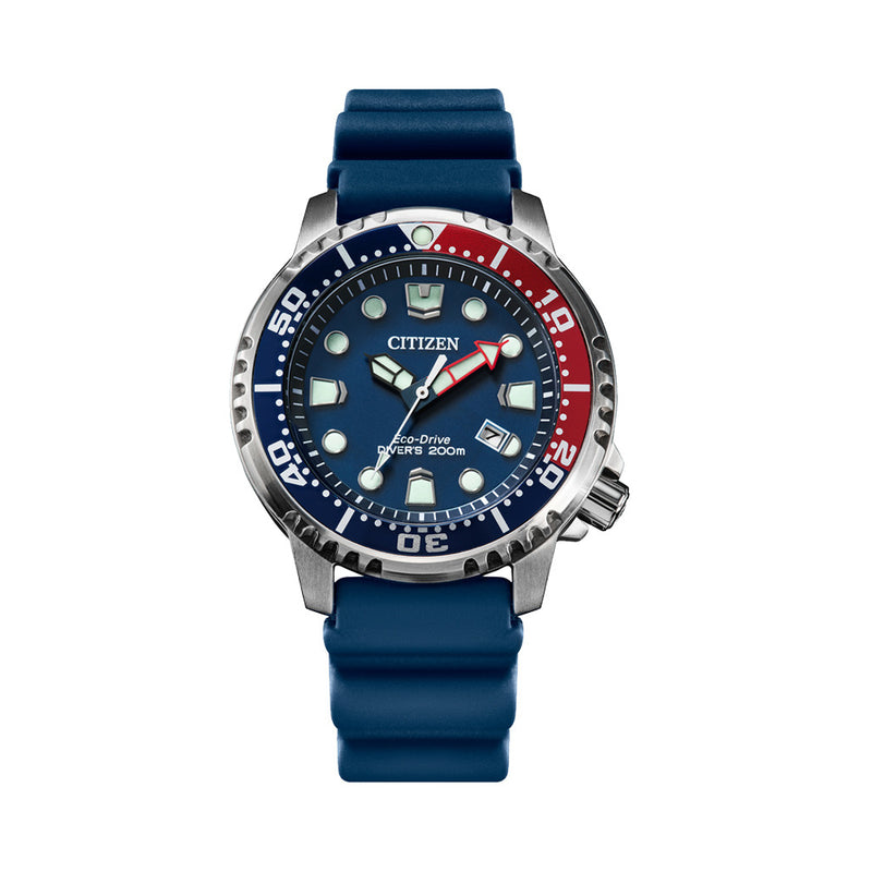 Citizen Eco-Drive Promaster Dive Watch with Blue Dial and Rubber Strap #BN0168-06L