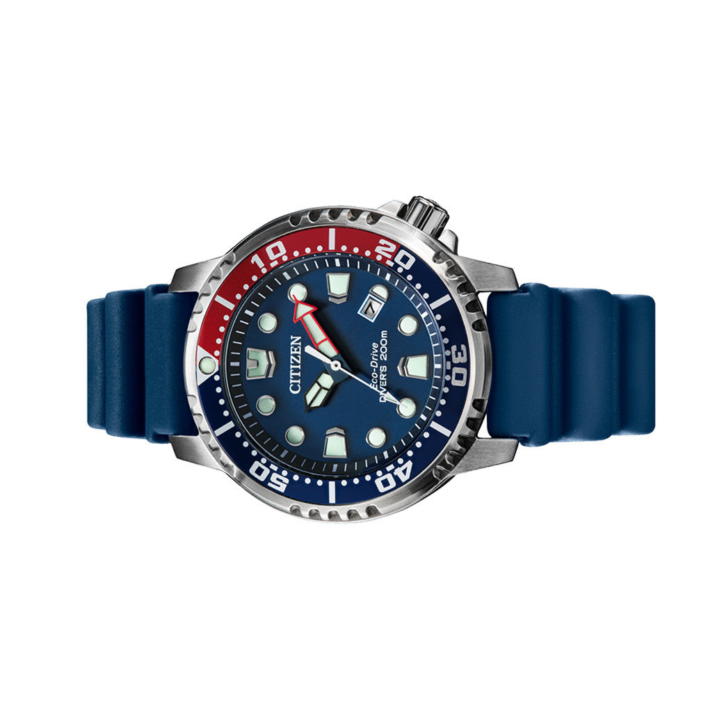 Citizen Eco-Drive Promaster Dive Watch with Blue Dial and Rubber