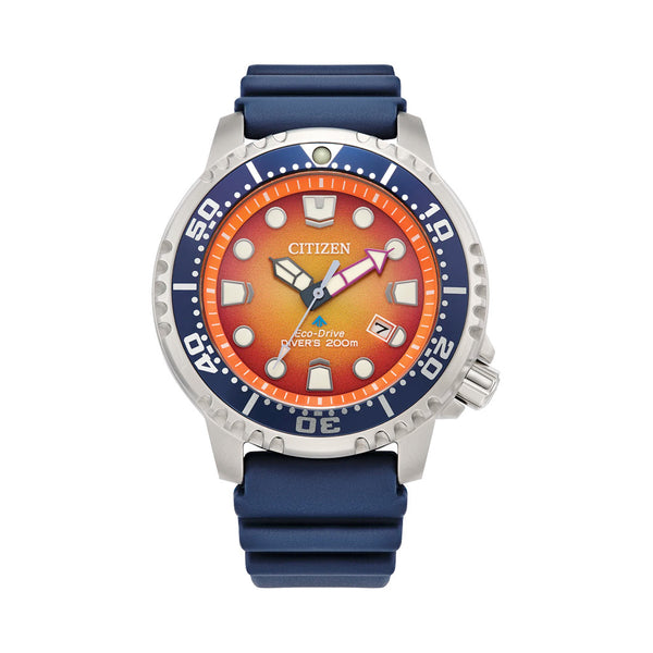 Citizen Eco-Drive Promaster Dive Watch with Orange Dial and Rubber Strap #BN0169-03X