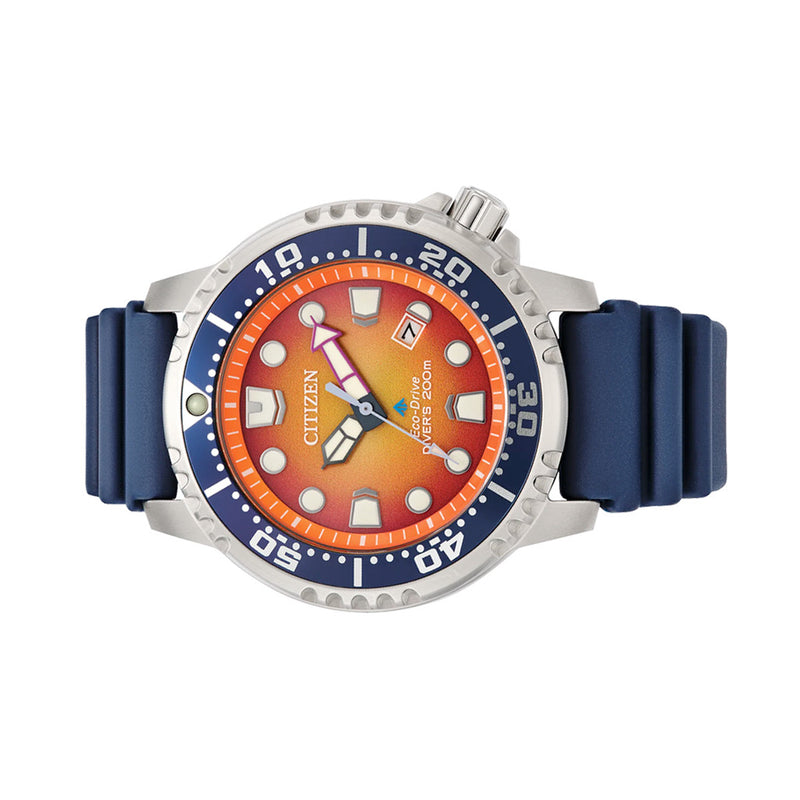 Citizen Eco-Drive Promaster Dive Watch with Orange Dial and Rubber Strap #BN0169-03X