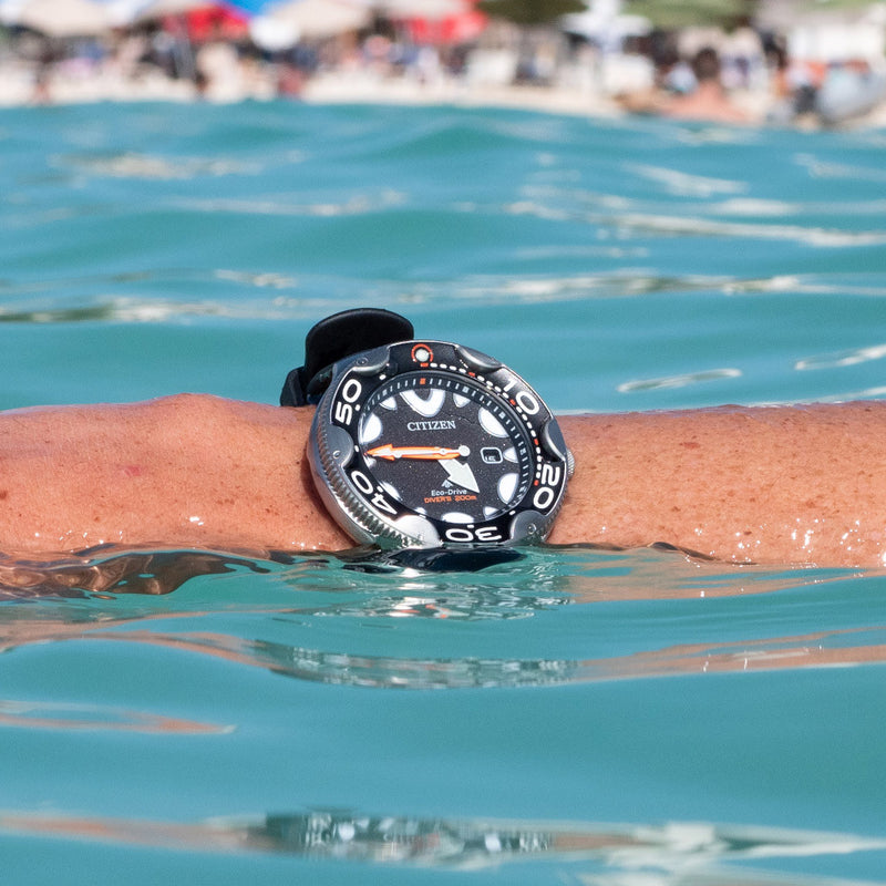 Citizen Eco-Drive Promaster Dive Watch "Orca" with Black Dial and Rubber Strap #BN0230-04E lifestyle