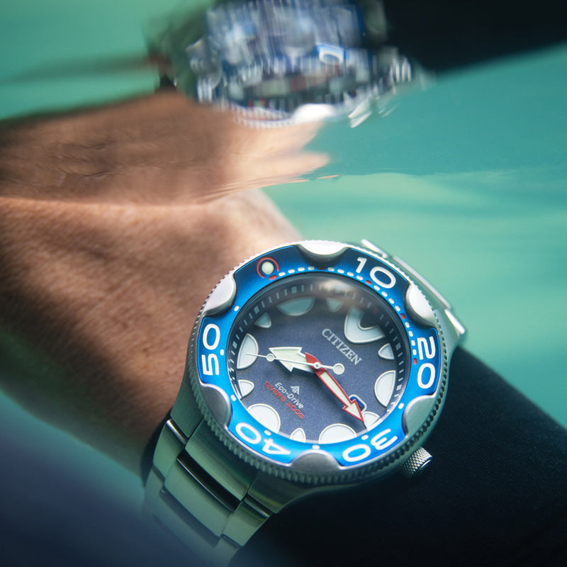 Citizen Eco-Drive Promaster Dive Watch "Orca" with Blue Dial and Stainless Steel Bracelet #BN0231-52L lifestyle