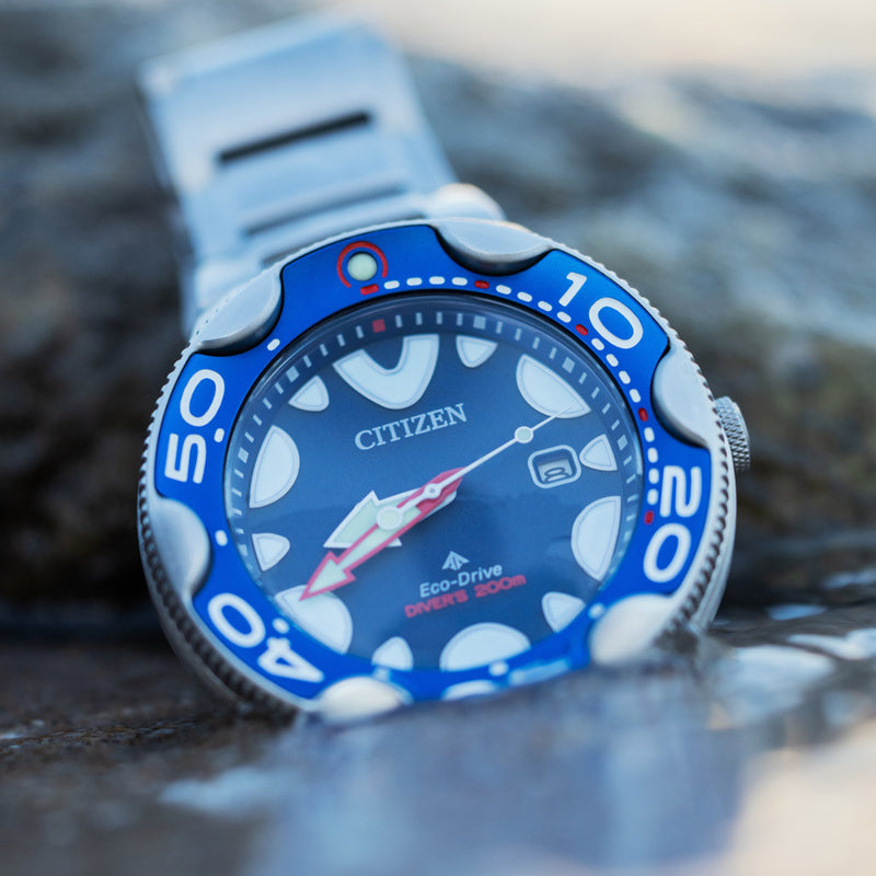 Citizen Eco-Drive Promaster Dive Watch "Orca" with Blue Dial and Stainless Steel Bracelet #BN0231-52L lifestyle