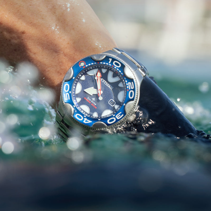 Citizen Eco-Drive Promaster Dive Watch "Orca" with Blue Dial and Stainless Steel Bracelet #BN0231-52L lifestyle