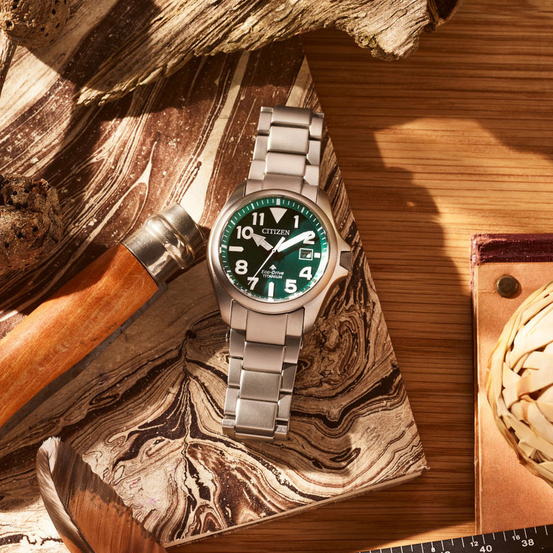 Citizen Promaster Tough Super Titanium Solar Watch with Green Dial #BN0241-59W