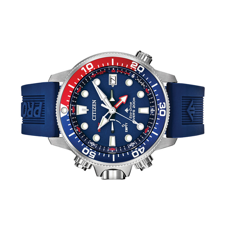 Citizen Promaster Aqualand Eco-Drive with Blue Dial and Depth Meter #BN2038-01L side