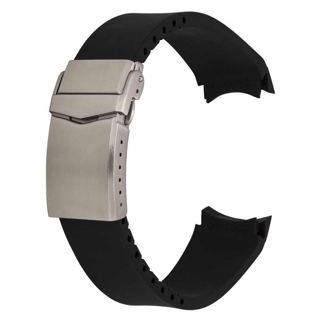 Islander 22mm Black FKM Rubber Strap with Curved Ends for Casio