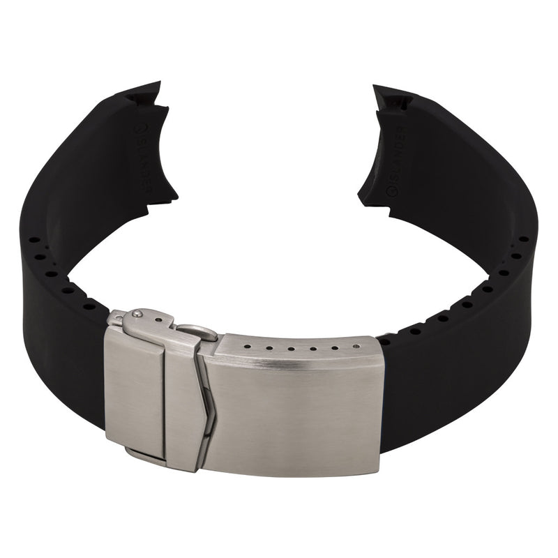 Islander 22mm Black FKM Rubber Strap with Curved Ends for Casio Duro #BRAC-103