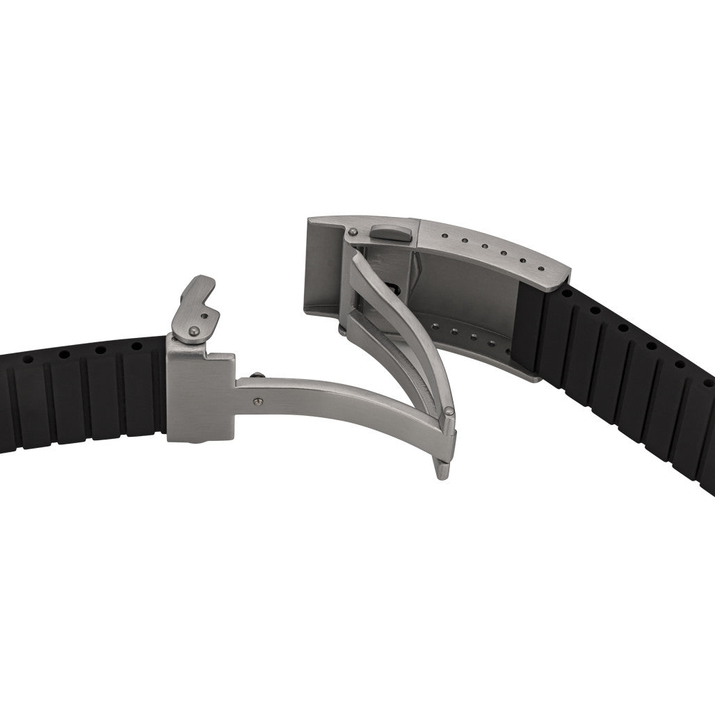 Islander 22mm Black FKM Rubber Strap with Curved Ends for Casio