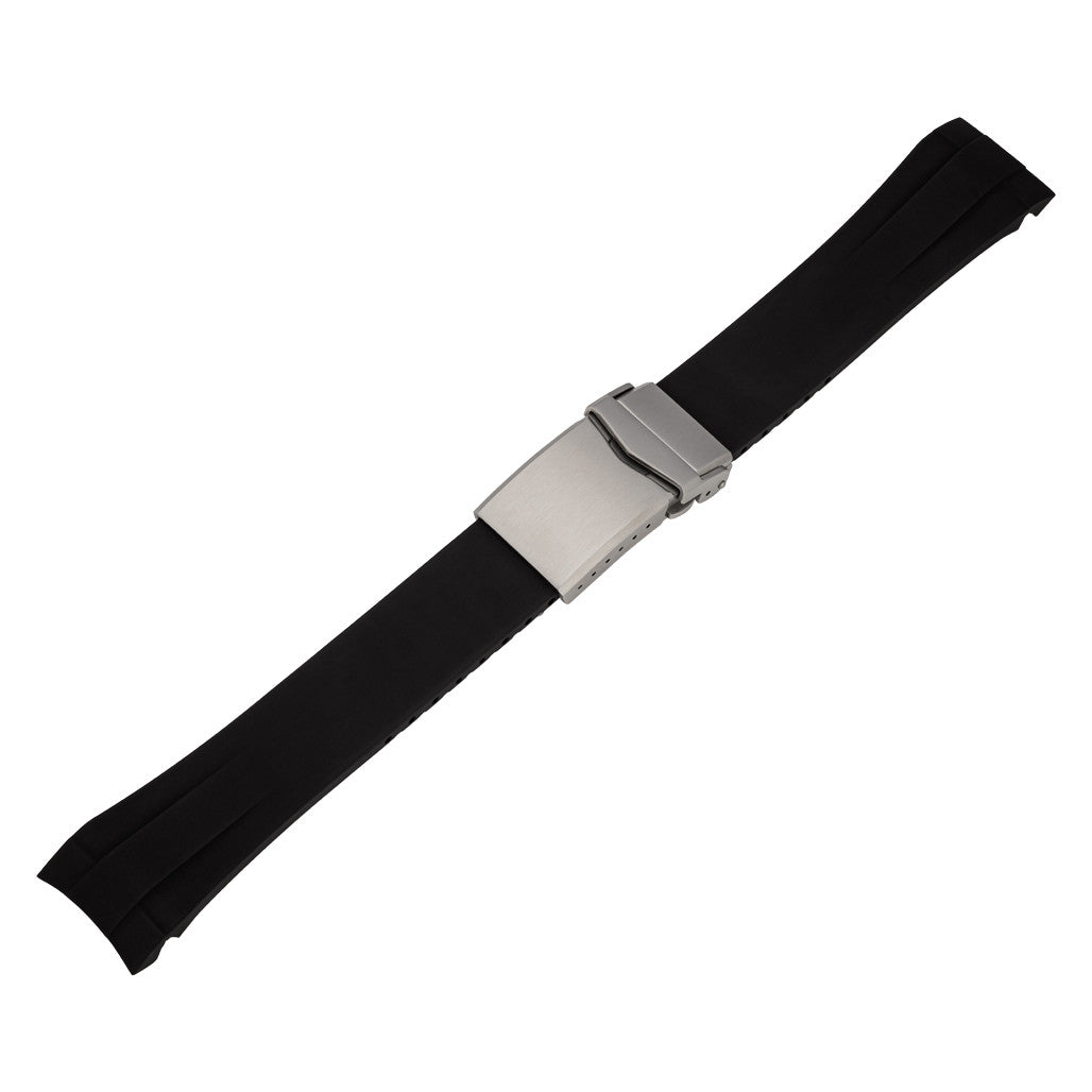 Islander 22mm Black FKM Rubber Strap with Curved Ends for Casio