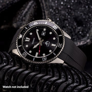 Islander 22mm Black FKM Rubber Strap with Curved Ends for Casio Duro #BRAC-103