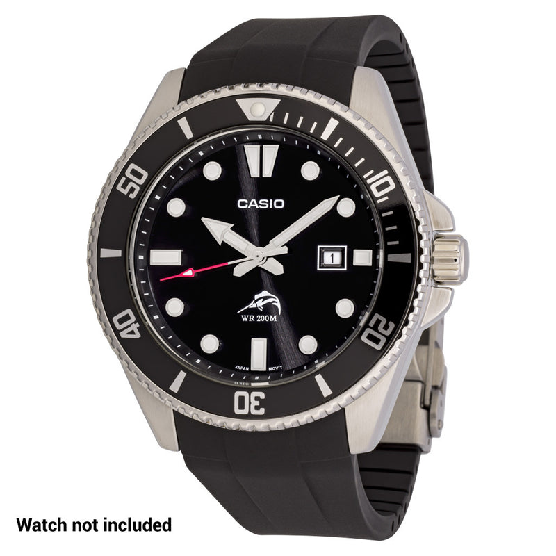 Islander 22mm Black FKM Rubber Strap with Curved Ends for Casio Duro #BRAC-103