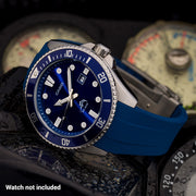Islander 22mm Blue FKM Rubber Strap with Curved Ends for Casio Duro #BRAC-104