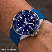 Islander 22mm Blue FKM Rubber Strap with Curved Ends for Casio Duro #BRAC-104