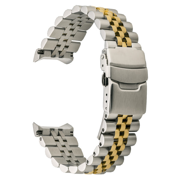 Islander 22mm Two-tone Solid-Link Watch Bracelet for Casio Duro Quartz Dive Watch #BRAC-116