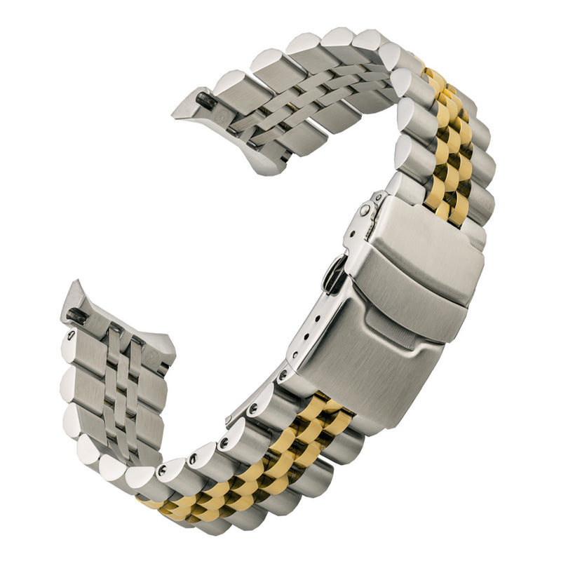 Islander 22mm Two-tone Solid-Link Watch Bracelet for Casio Duro Quartz Dive Watch #BRAC-116