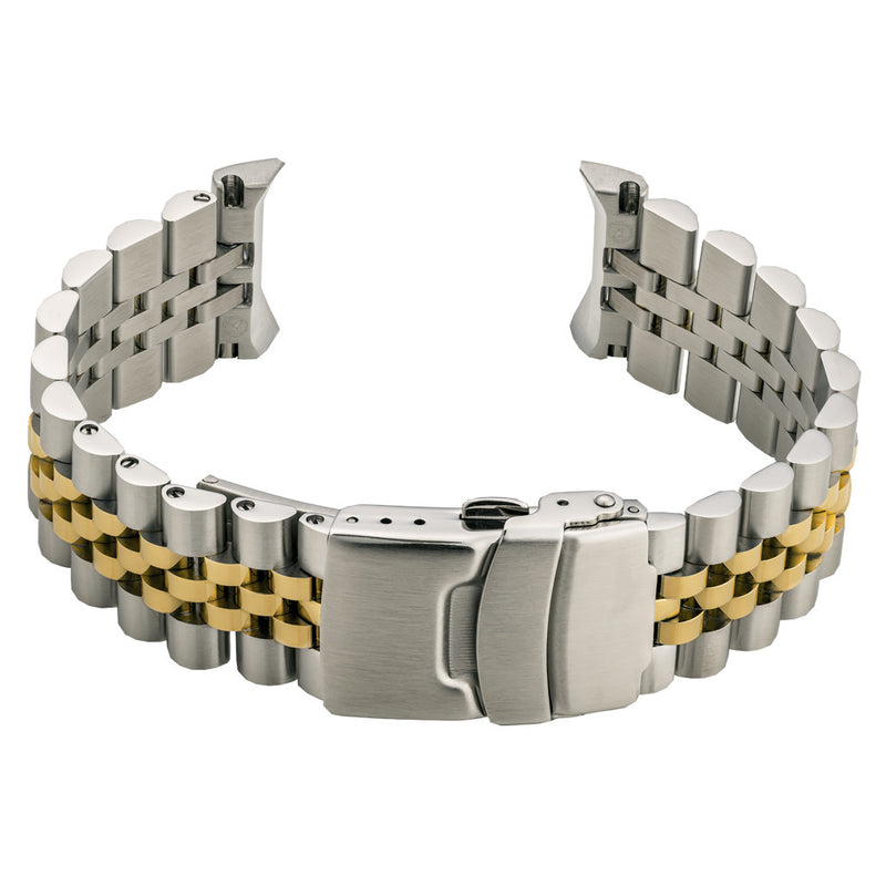 Islander 22mm Two-tone Solid-Link Watch Bracelet for Casio Duro Quartz Dive Watch #BRAC-116