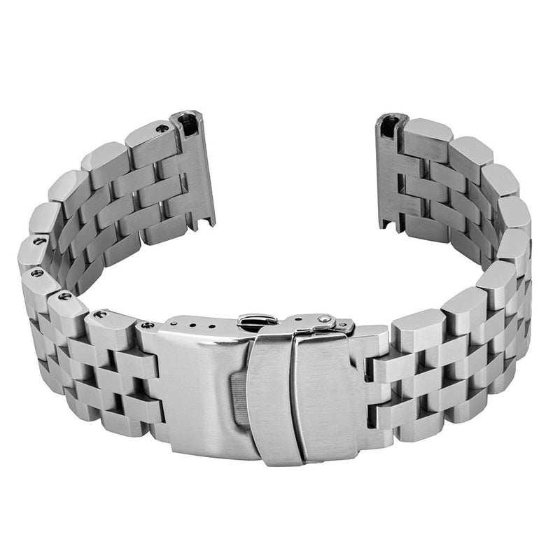 Islander 20mm Universal Fit Brushed Angular Solid-Link Watch Bracelet #BRAC-33