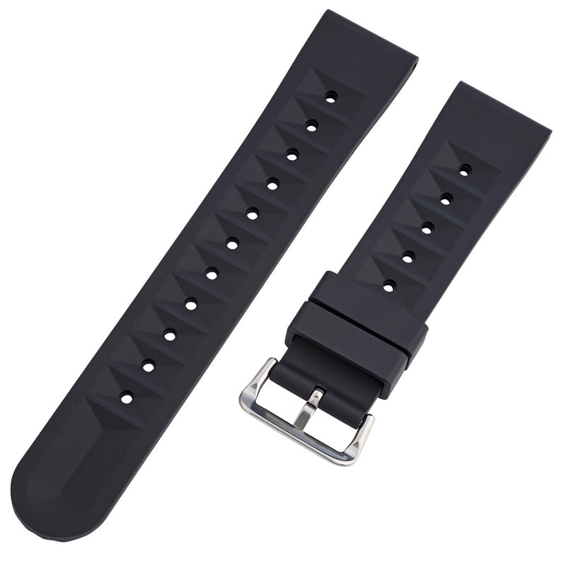 Islander 22mm Black Waffle FKM Rubber Strap with Straight Ends #BRAC-52