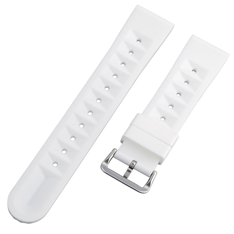 Islander 22mm Pure White Waffle FKM Rubber Strap with Straight Ends #BRAC-57