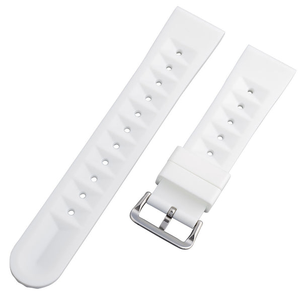 Islander 22mm Pure White Waffle FKM Rubber Strap with Straight Ends #BRAC-57