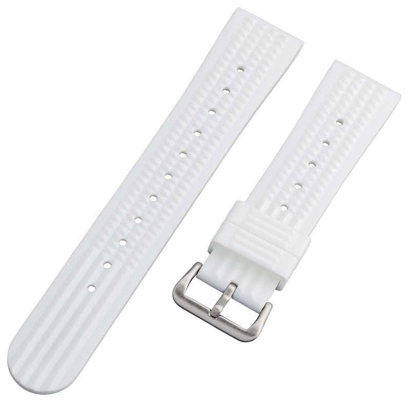 Islander 22mm Pure White Waffle FKM Rubber Strap with Straight Ends #BRAC-57