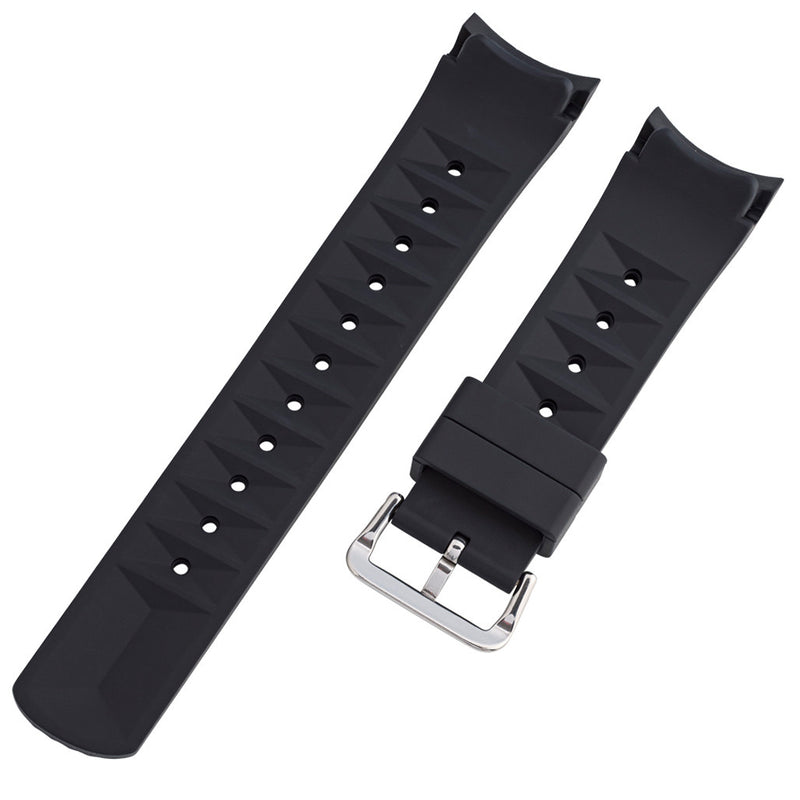 Islander 22mm Black Waffle FKM Rubber Strap with Curved Ends for SKX007 Cases #BRAC-64