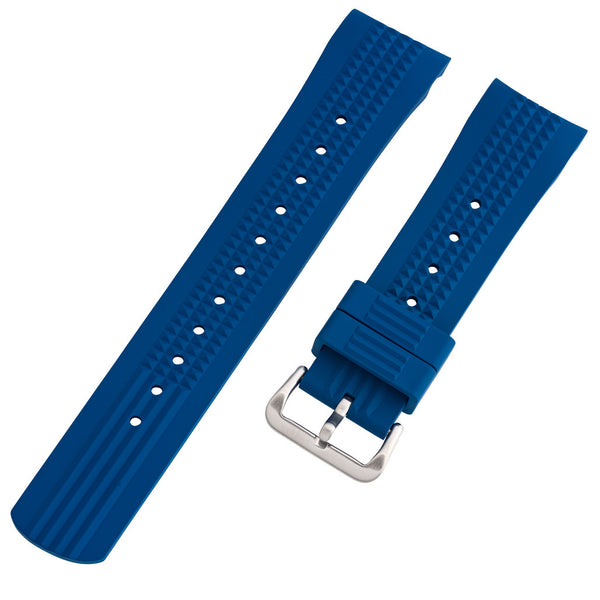 Islander 22mm Navy Blue Waffle FKM Rubber Strap with Curved Ends for SKX007 Cases #BRAC-65