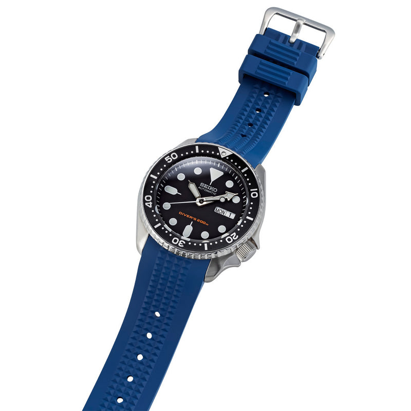 Islander 22mm Navy Blue Waffle FKM Rubber Strap with Curved Ends for SKX007 Cases #BRAC-65 watch