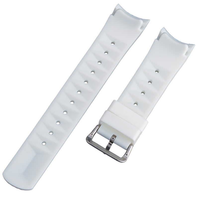 Islander 22mm Pure White Waffle FKM Rubber Strap with Curved Ends for SKX007 Cases #BRAC-69