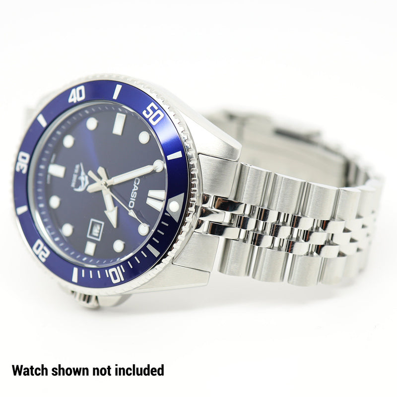 Islander 22mm Brushed and Polished Solid-Link Watch Bracelet for Casio Duro Quartz Dive Watch #BRAC-75 optional