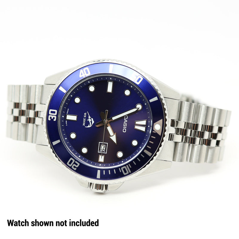 Islander 22mm Brushed and Polished Solid-Link Watch Bracelet for Casio Duro Quartz Dive Watch #BRAC-75 optional