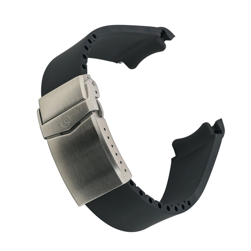 Islander 22mm Black FKM Rubber Strap with Curved Ends for SKX007 Cases #BRAC-76 tilt