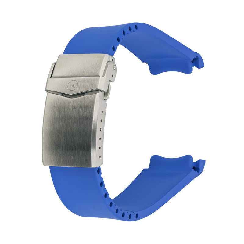 Islander 22mm Blue FKM Rubber Strap with Curved Ends for SKX007 Cases #BRAC-78
