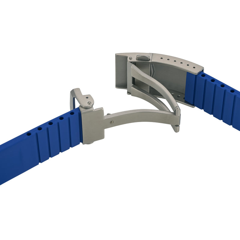 Islander 22mm Blue FKM Rubber Strap with Curved Ends for SKX007 Cases #BRAC-78 clasp